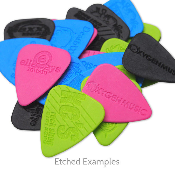 Delrinex ISO Shape Etched Picks - Single Sided - Custom Printed Picks - Custom Plektrum - Plektren Bedrucken - puas personalizadas