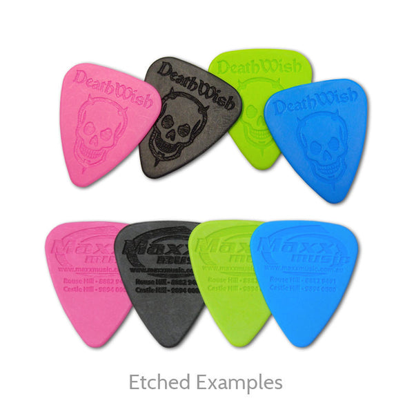 Delrinex Jazz XL Shape Etched Picks - Double Sided - Custom Printed Picks - Custom Plektrum - Plektren Bedrucken - puas personalizadas