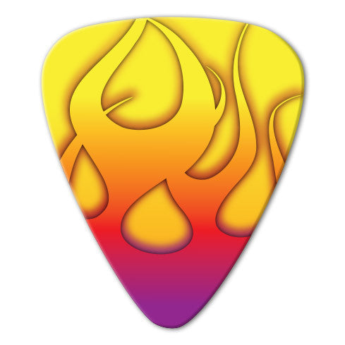 Flame Theme - Yellow Flame Picks (10 pack) - Custom Printed Picks - Custom Plektrum - Plektren Bedrucken - puas personalizadas