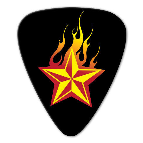 Flame Theme - Star Flame Picks (10 pack) - Custom Printed Picks - Custom Plektrum - Plektren Bedrucken - puas personalizadas