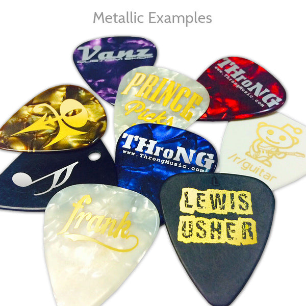 Vintage Celluloid Metallic Ink Picks - Single Sided - Custom Printed Picks - Custom Plectrum - Plektren Bedrucken - Mediators - 12