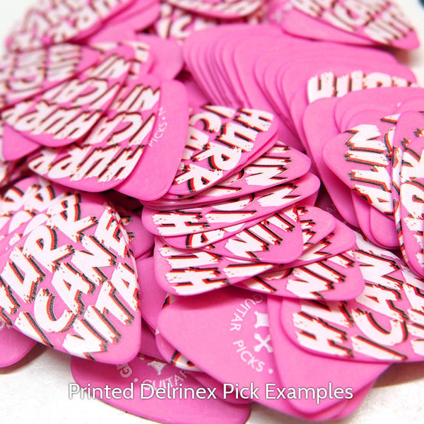 Delrinex ISO Shape Printed Picks - Single Sided - Custom Printed Picks - Custom Plektrum - Plektren Bedrucken - puas personalizadas