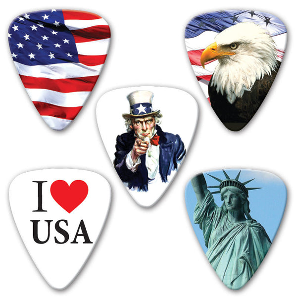 Countries of the World - USA Multi Pack - Custom Printed Picks - Custom Plektrum - Plektren Bedrucken - puas personalizadas