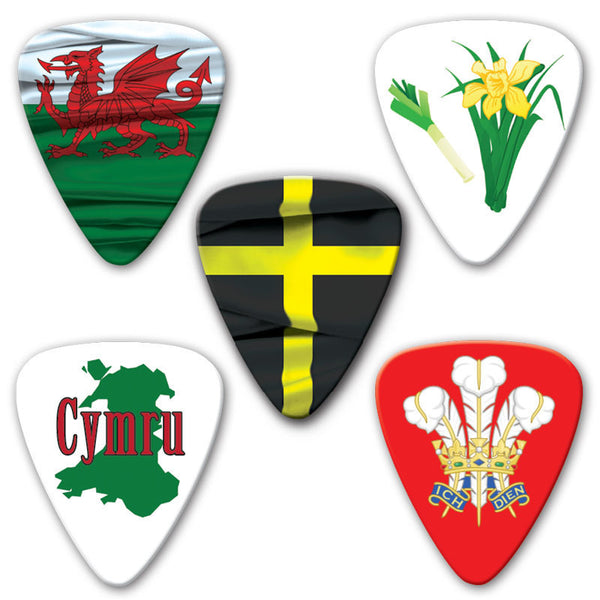 Countries of the World - Wales Multi Pack - Custom Printed Picks - Custom Plektrum - Plektren Bedrucken - puas personalizadas